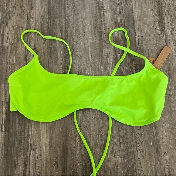 Skims Neon Green Recycled Swim Micro Scoop Bikini Top XL NWT - Picture 1 of 3